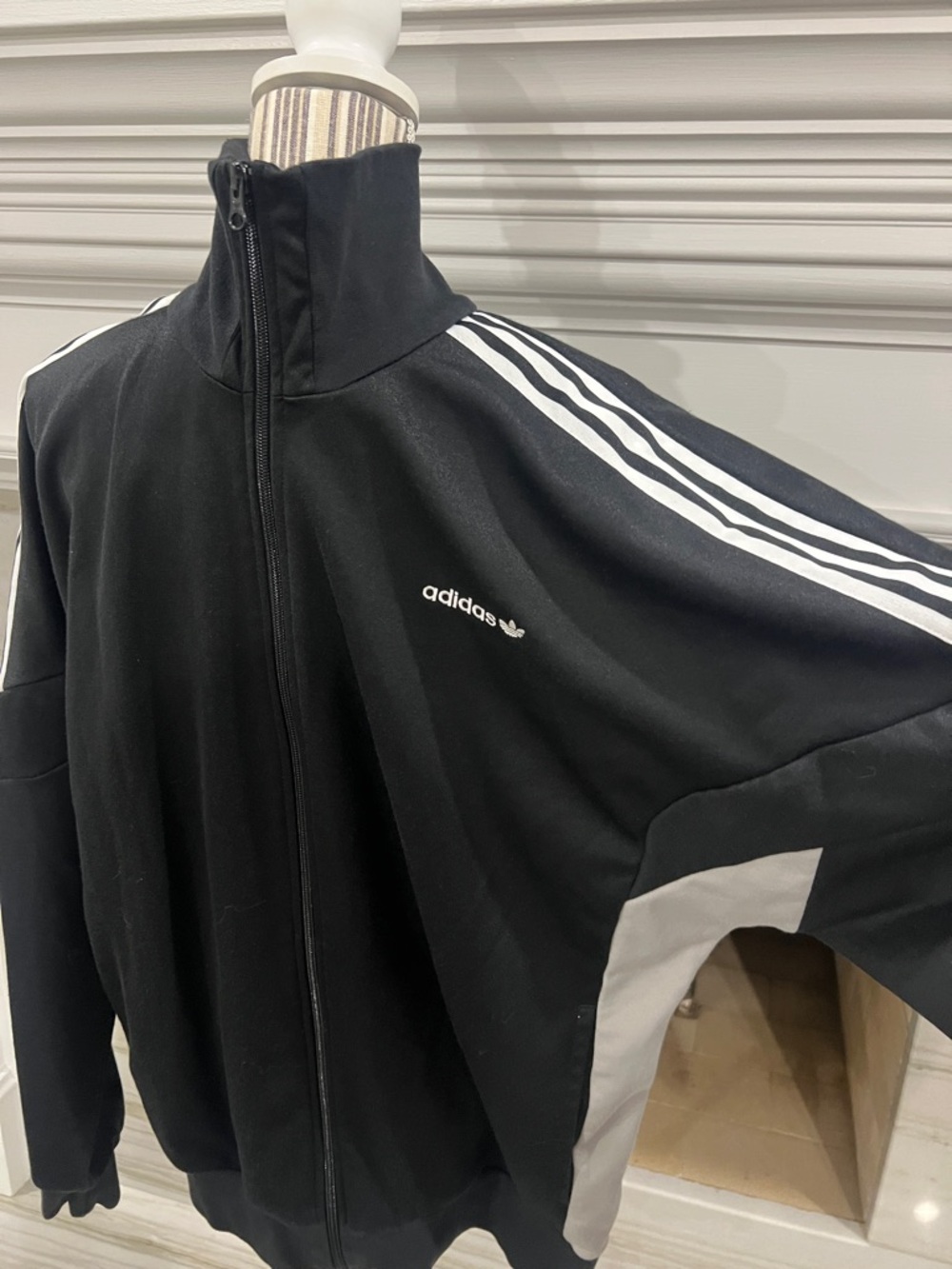adidas Black Lightweight Track Jacket with White 3-Stripes